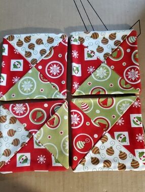Festive Red and Green Holiday Mug Rug Set
